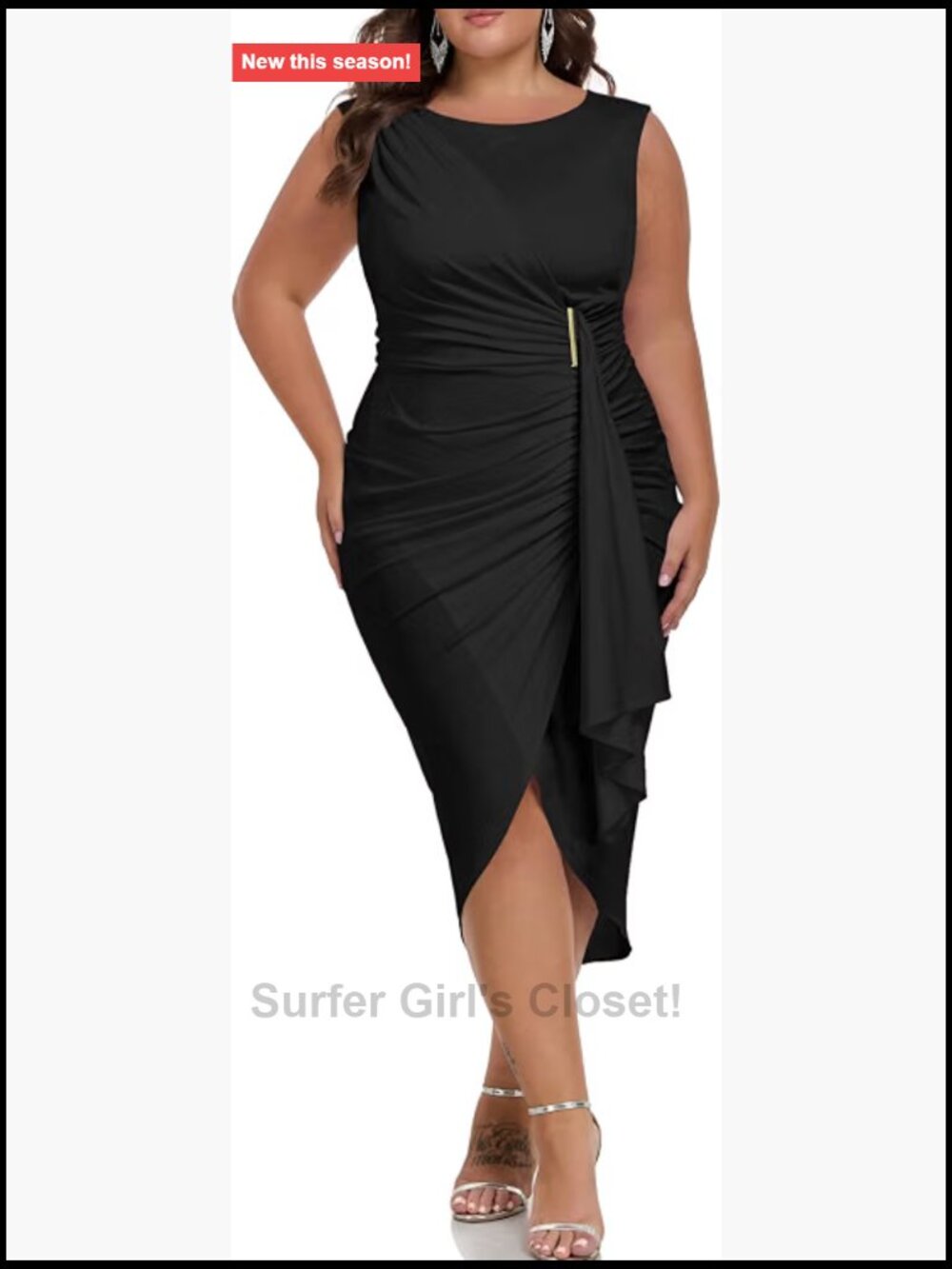 Plus Size Sleeveless Cocktail Dress A-Line Crew Neck Stretchy